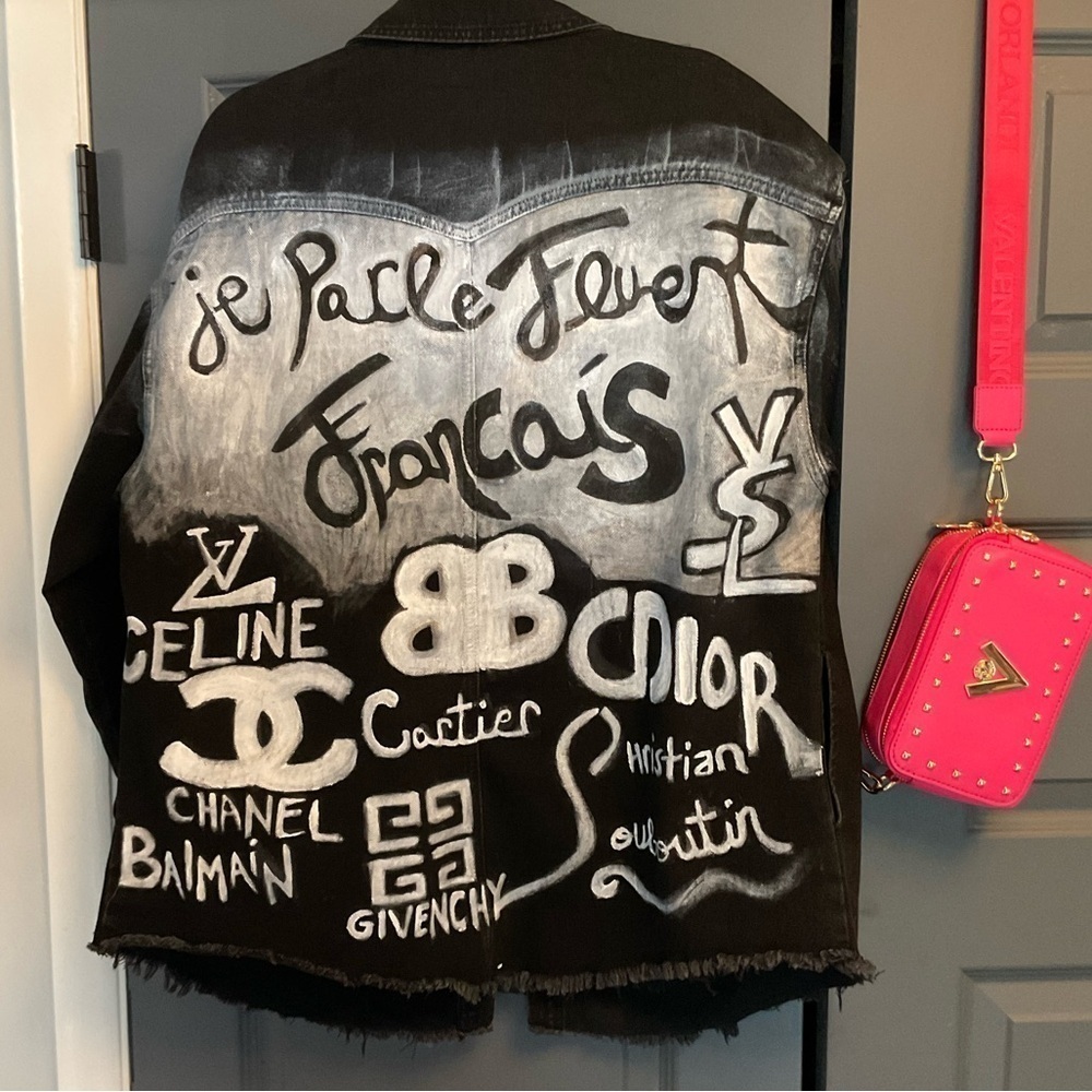 Custom painted white denim size medium Jean jacket “ - Picture 9 of 16